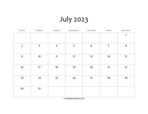 July Calendar Free Printable Mobila Bucatarie Themelower