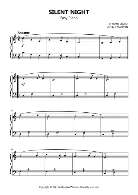 Silent Night Piano Sheet Music By Franz Xaver Gruber Piano Method