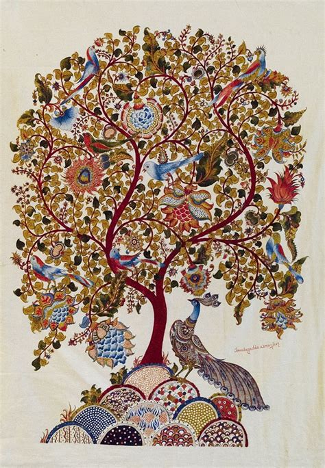 Kalamkari Tree Of Life With Peacock Painting Kalamkari Painting