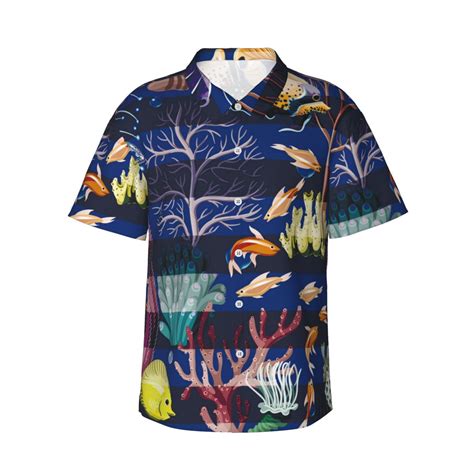 Kll Mens Hawaiian Shirt Short Sleeve Button Down Beach Shirts Sea