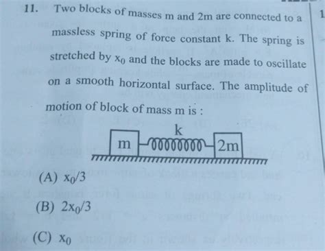 Two Blocks Of Masses M And M Are Connected To A Massless Spring Of