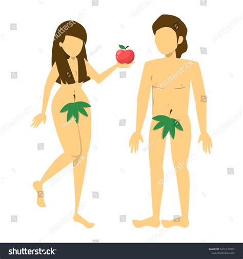 Adam Eve Characters Naked Female Leaf Stock Vector Royalty Free Shutterstock