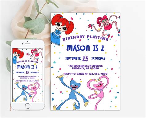 Huggy Wuggy Invitation Party Birthday İnvite Digital Template Etsy