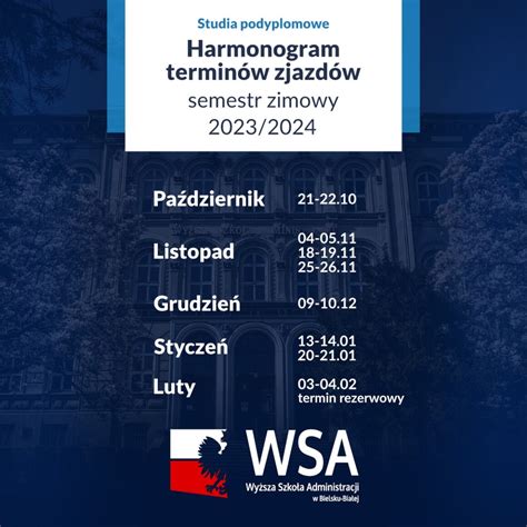 Harmonogram Zjazd W Na Rok Akademicki Dla Studi W