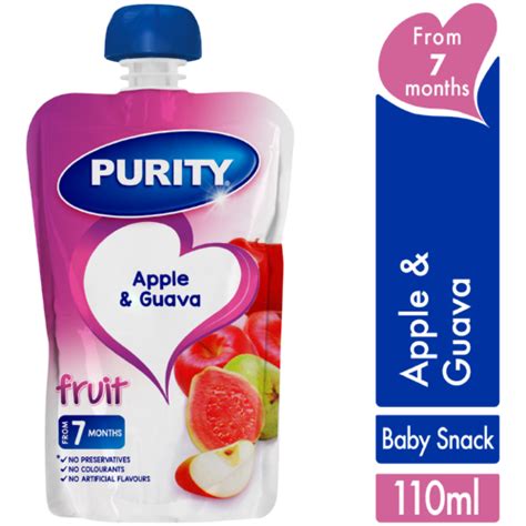 Purity Pureed Baby Food Pouch Apple And Guava 110ml Clicks