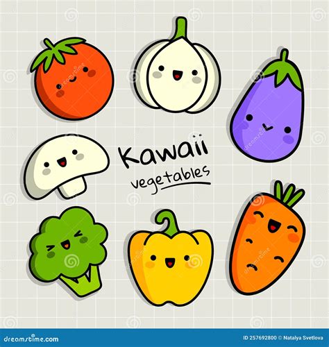 Kawaii Vegetables Collection Tomato Garlic Carrot Pepper Mushroom