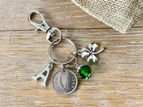 Irish Shamrock Charm Clip Hare Coin Keyring Or Bag Clip Choice Of