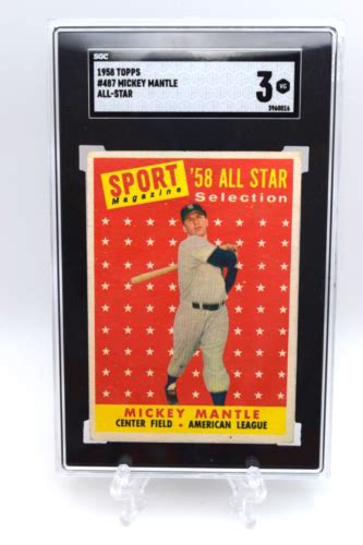 1958 Topps 487 Mickey Mantle All Star SGC VG 3 EBay