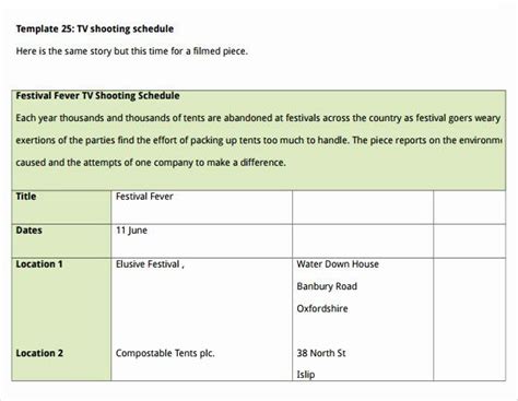 Film Shot List Template Excel Excel Templates