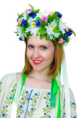 Ukrainian Wreath Headdress Hoop Vinok Of Wild Flowers And Ribbons Ebay