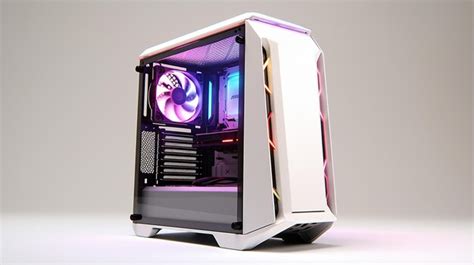 Premium AI Image | RGB gaming PC with white case on white background