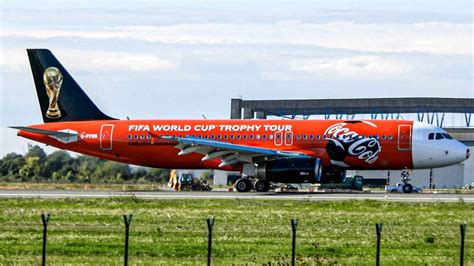 Fifa World Cup Trophy Tour Titan Airways Airbus A320 232 G Powm Landing At Belgrade Airport