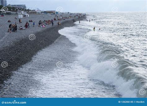 Beach Of Black Sea From Batumi Georgia Editorial Image Image Of