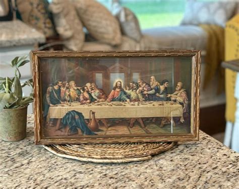 Vintage 1900s Brunozettis Last Supper Print In The Original Antique