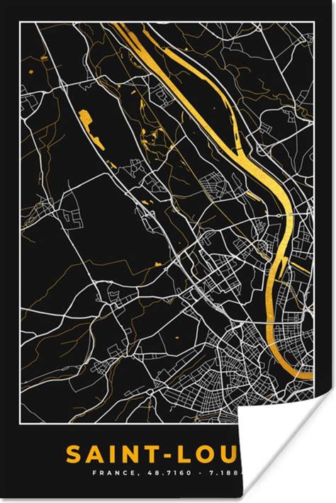 Poster Stadskaart Frankrijk Plattegrond Kaart Saint Louis