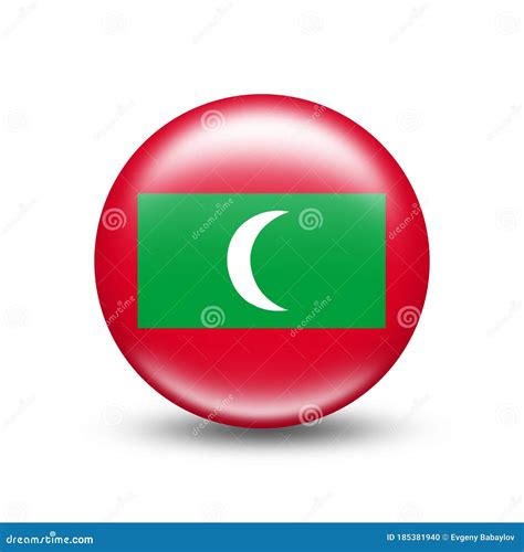 Maldives Country Flag In Sphere With White Shadow Stock Illustration