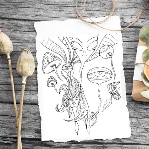 Psychedelic Downloadable Coloring Page For Adult Anxiety Relief Stoner