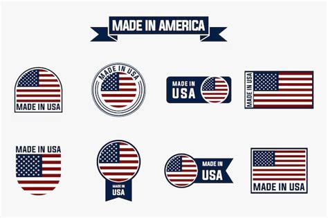 Premium Vector Made In Usa Label Signs Collection America Flag Vector