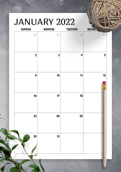 Download printable minimal monthly calendar pdf