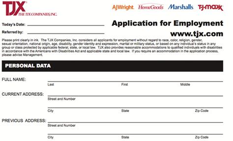 T J Maxx Application PDF Print Out