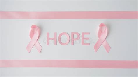 Hope Text Light Minimalist Design With Pink Ribbons Breast Cancer