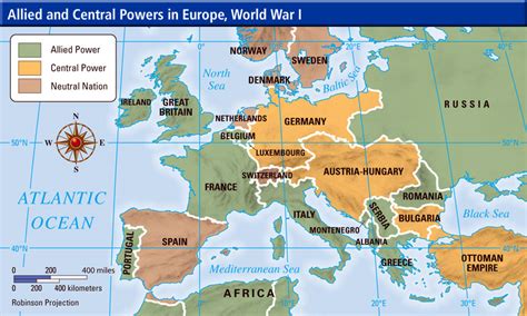 World War Map Of Allies And Central Powers