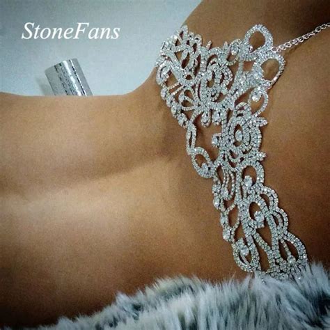 Stonefans Sexy Bikini Thong Crystal Body Chain Jewelry For Women Flower