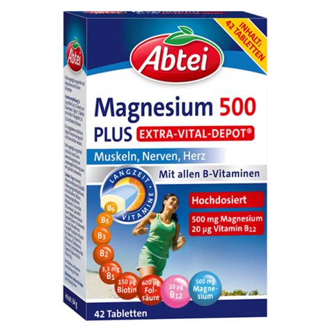 Abtei Magnesium 500 Plus Extra Vital Depot Tabletten Vamida