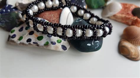 Handmade Black And White Beaded Bracelet Friendship Etsy