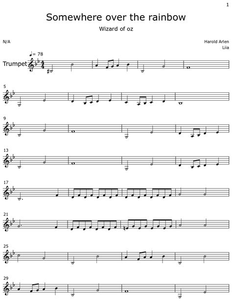 Somewhere Over The Rainbow Sheet Music For Trumpet