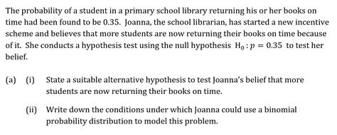 Hypothesis Testing Binomial Distribution Ocr A Level Maths