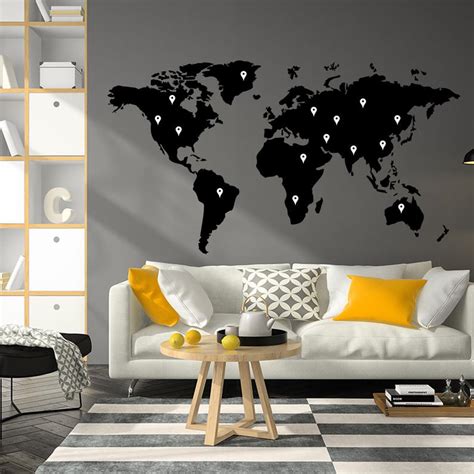 World Map Vinyl Sticker Wall Art Vinyl Of The Decor Decal | Etsy