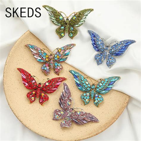 Skeds Broches Papillon L Gantes En Strass Pingles Pour Femmes Et Hommes