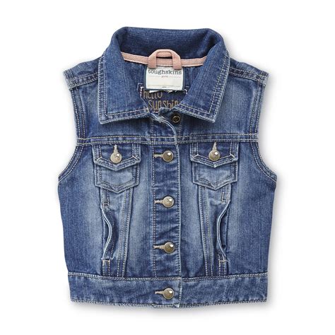 Toughskins Infant And Toddler Girls Distressed Denim Vest Dark Wash