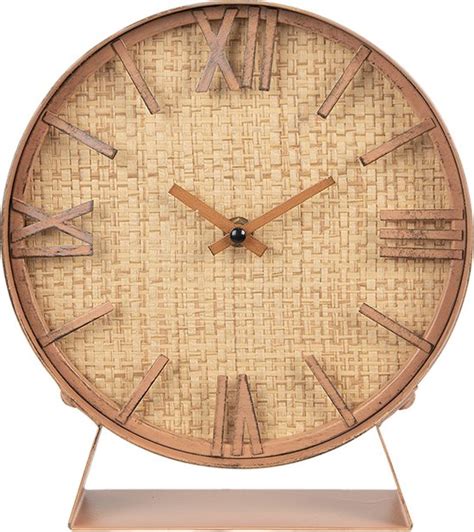 Clayre Eef Horloge De Table 24 Cm Marron MDF Fer Horloges De Table