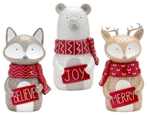 Animal With Sign 3 Piece Set Traditional Holiday Accents And