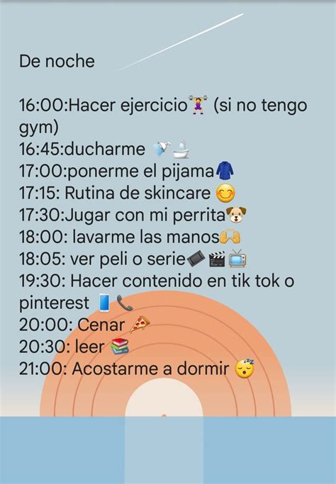 Rutina De D A De Clases Noche En Horario Para Rutina Diaria