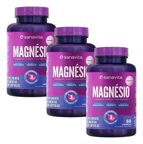 Kit Magn Sio Tri Complex Sanavita C Psulas Sabor Sem Sabor Frete