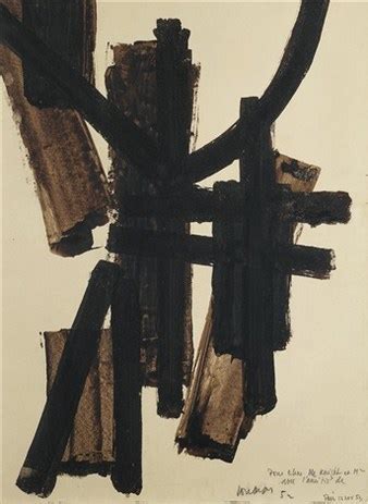 Brou De Noix 65 X 50 Cm 1952 Par L Artiste Pierre Soulages