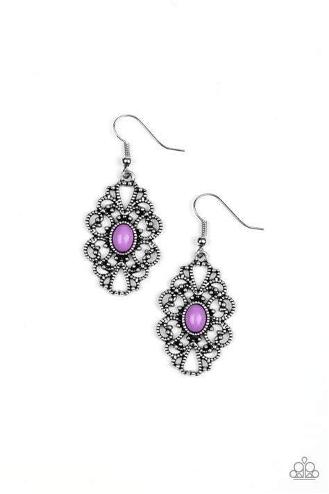 Paparazzi Over The Pop Purple Bead Silver Earrings