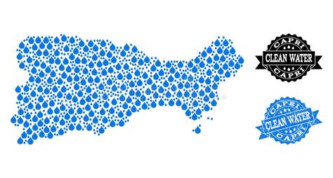 Mappa Del Collage Dell Isola Di Capri Con Gli Strappi Dell Acqua E La