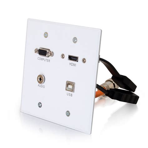 Rapidrun Vga 35mm Double Gang Wall Plate Hdmi And Usb Pass Through