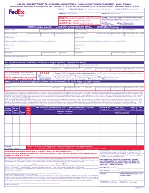 Fillable Online Canada Uniform Straight Bill Of Lading Wwwtest