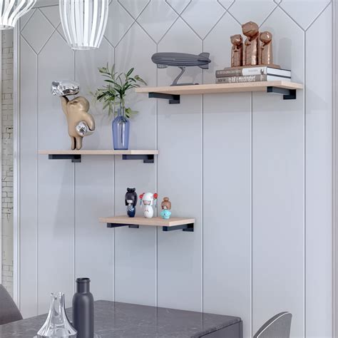 Floating Shelf Brackets 12 Inch, Heavy Duty Black Floating Shelving