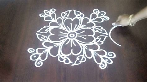 Freehand Deepam Rangoli With Leaves || Deepam Kolam ||Deepam Muggulu ...