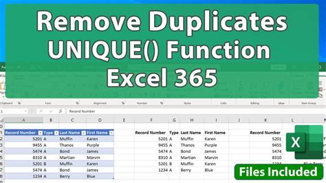 Unique Function For Excel 365 Remove Duplicates Using Formulas Youtube