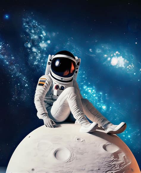 Premium AI Image | Astronaut sitting on the moon