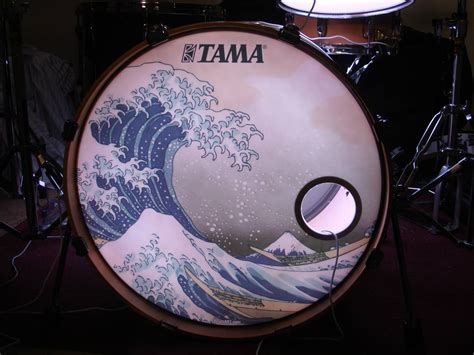 The Great Wave Off Kanagawa. A translucent bass drum head I custom ...