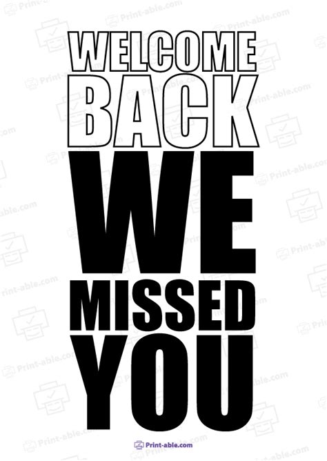 We Missed You Sign Printable 3678 | Print-able.com