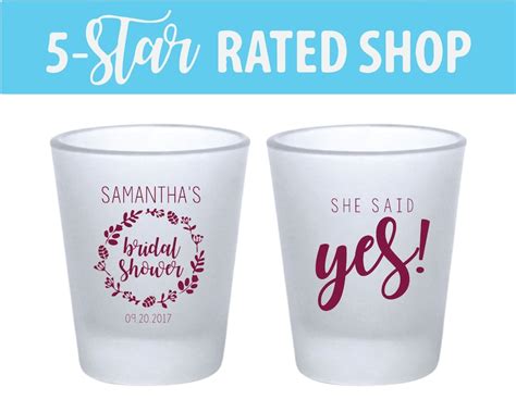 Bridal Shower Floral Themed Shot Glasses She Said Yes Party Etsy